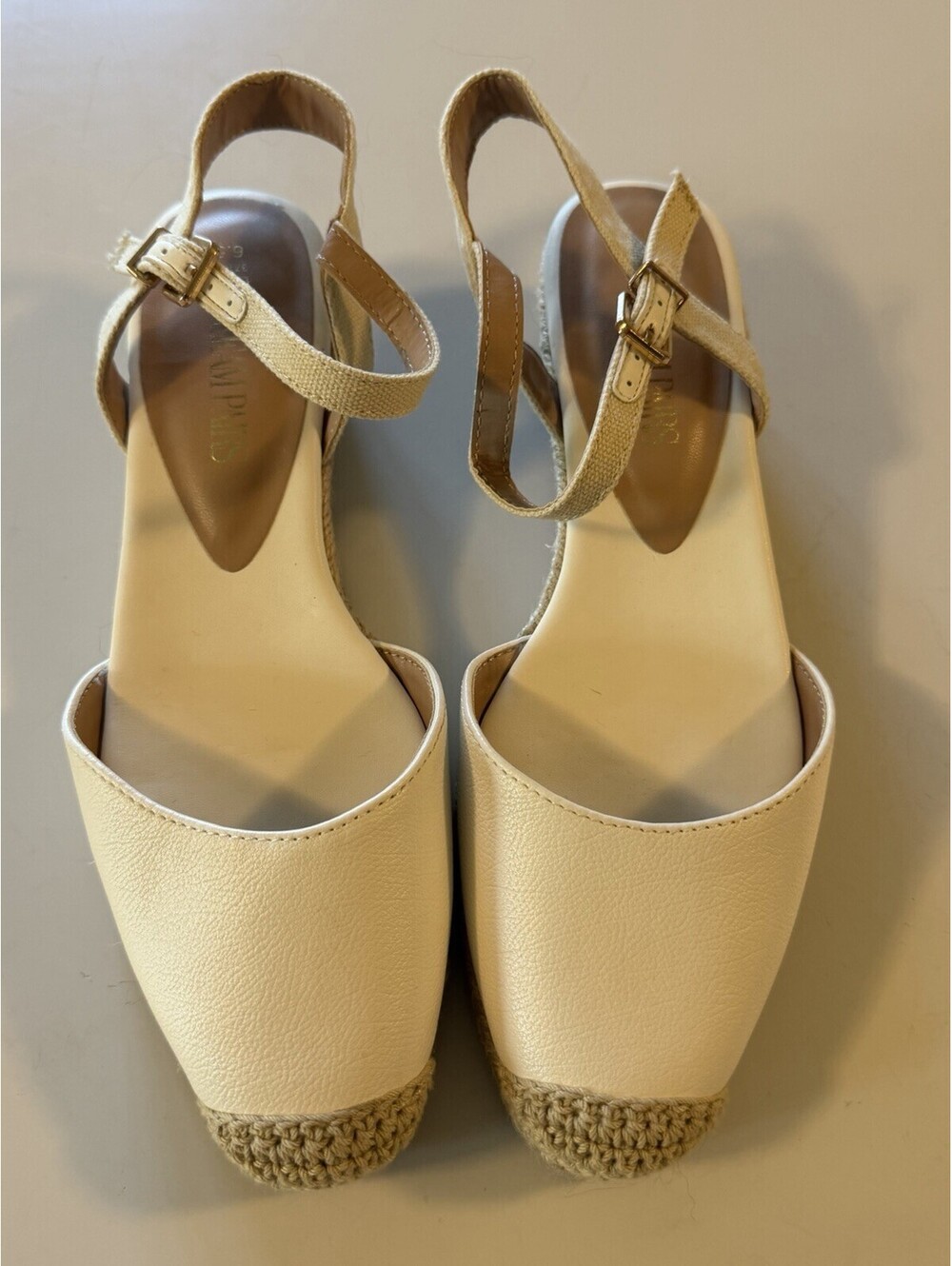 Dream Pairs Women’s 6.5 White Espadrille Flats Ankle Strap Closed Toe Shoes